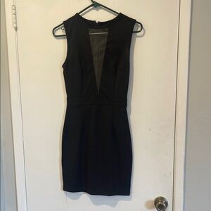 Tobi black sleeveless bodycon tight mesh keyhole neck dress